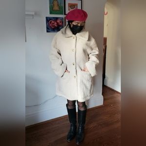 Tory Burch "Oliver" NWT Large Oversized White Shearling Coat